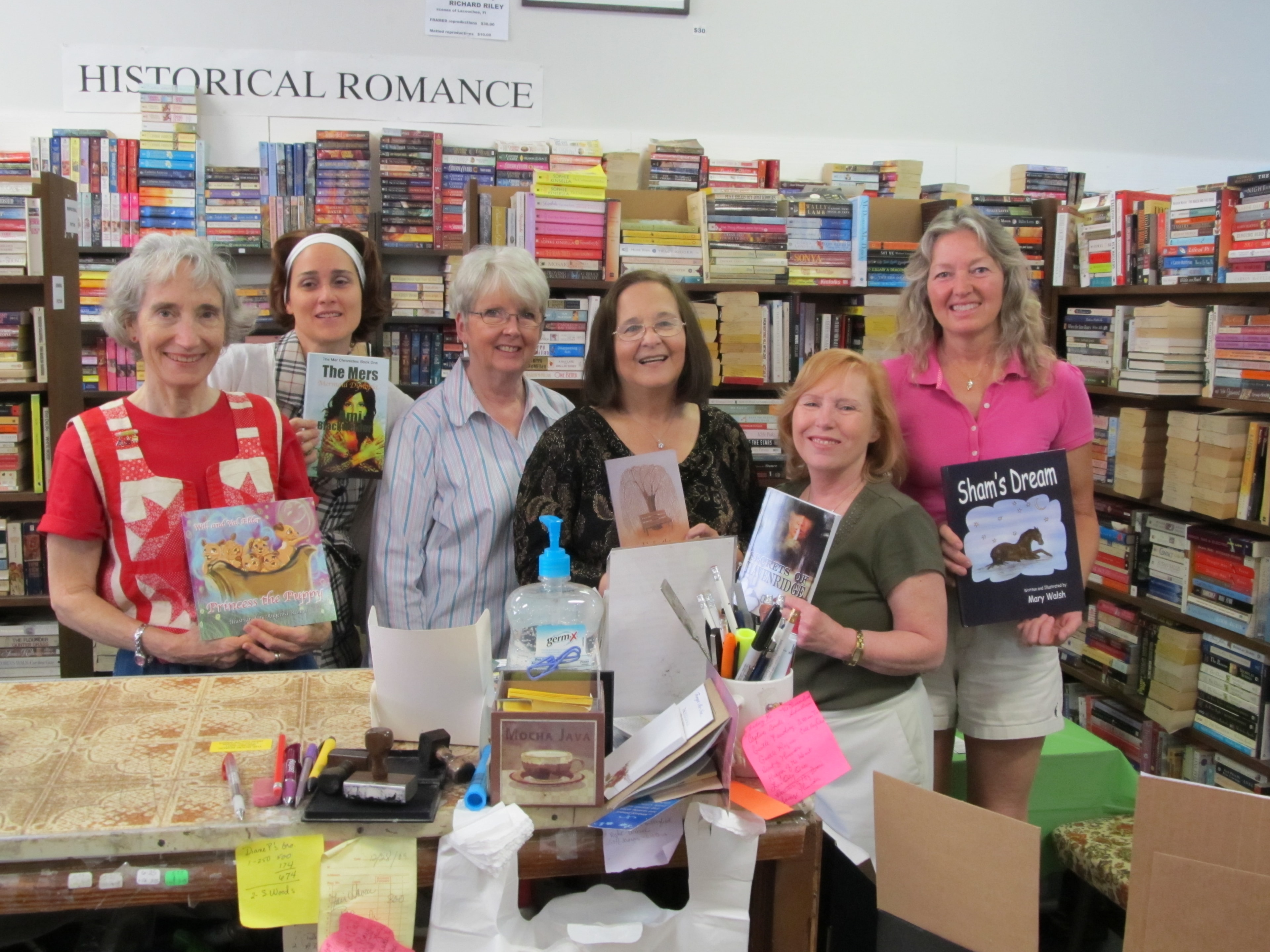 Mary Walsh with readers at a bookstore signing